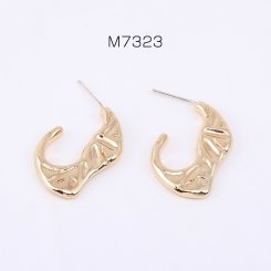 デザインピアス 不規則フープ 18×28mm ゴールド【2ヶ】
