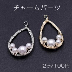 チャームパーツ 雫 パール付き 16×28mm【2ヶ】