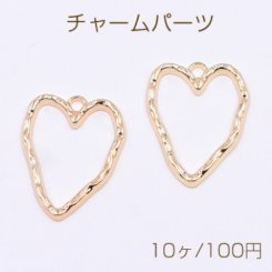 チャームパーツ フレーム 模様入りハート カン付 20×26mm ゴールド【10ヶ】