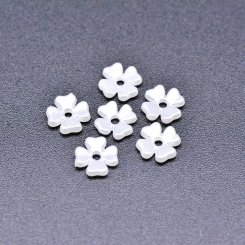 アクリルビーズ フラワー 四弁花 パールホワイト 2×6mm【100g（約5000ヶ）】