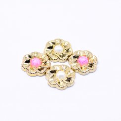 デコパーツ アクリルパーツ 花型 パール貼り 5×17mm【100ヶ】