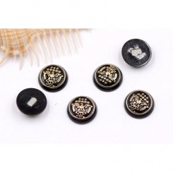 デコパーツ 半円と彫り物 鳥 18mm アクリル エポ付【10ヶ】ブラック