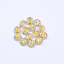 アクリル丸型アルファベットビーズ 葱粉クリアビーズ ゴールド 4×7mm【約3600-3700ヶ】