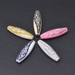 アクリルビーズ アンティーク調 オーバル 10×36mm【500g】