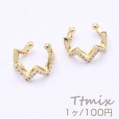 イヤーカフ ウェーブ ジルコニア付き 12mm 片耳用 ゴールド【1ヶ】