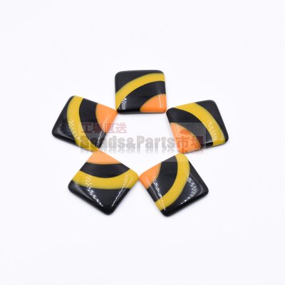 樹脂貼付けパーツ 四角形 23x23mm ブラック/イエロー【50ヶ(約114g)】