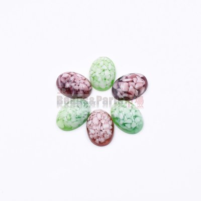 樹脂貼付けパーツ 楕円形 樹脂封入 20x14mm 【50ヶ(約61g)】