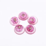 樹脂貼付けパーツ 円形 ドライフラワー封入 24x24mm ピンク【50ヶ(約166g)】