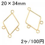 フープピアス チャーム 4カン付ダイヤ ゴールド 20×34mm(2ヶ)