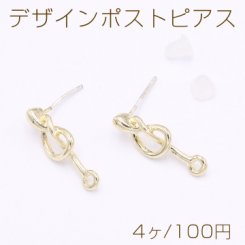 デザインポストピアス 結び目 1カン 7×19mm ゴールド【4ヶ】