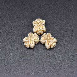 アクリルビーズ アンティーク調 クローバー ワインボトル型 12×15mm ベージュ【500g（約400ヶ）】