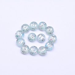 アクリル丸型アルファベットビーズ 葱粉クリアビーズ ロジウム 4×7mm【約3600-3700ヶ】