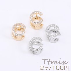 デザインピアス アルファベットC ジルコニア付き 9×10×11.5mm【2ヶ】