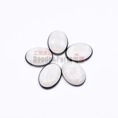 樹脂貼付けパーツ 楕円形 20x15mm ブラック+ホワイト【50ヶ(約52g)】
