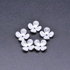 アクリルビーズ フラワー 四弁花 パールホワイト 4×10mm 【100ヶ】