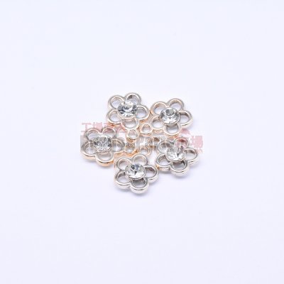 アクリルチャーム ラインストーン貼り 花型 ピンクゴールド 15×18mm【50ヶ】