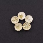 樹脂貼付けパーツ 円形 ドライフラワー封入 15x15mm クリア/クリーム【50ヶ(約123.8g)】
