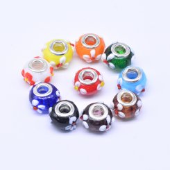 ロンデルガラスビーズ ランプワークビーズ 10×14mm【20ヶ】