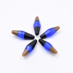 樹脂ビーズ 菱形 38x13mm ブラック+ブルー+ライトブラウン【50ヶ(約147g)】
