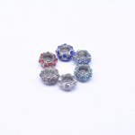 ロンデルビーズ 丸型 ラインストーン付き シルバー 6×11mm【20ヶ】