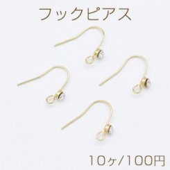 フックピアス 石付き 13×18mm ゴールド【10ヶ】