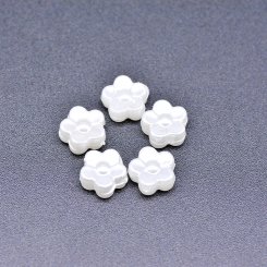 アクリルビーズ フラワー 五弁花 パールホワイト 4×8mm【100g（約625ヶ）】