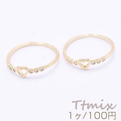 リング 指輪 デザインリング ハート ジルコニア付き 1×19mm ゴールド【1ヶ】