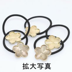 ヘアゴム セッティング土台付き フラワー ゴールド 100個セット ヘアアクセサリー ヘアゴムパーツ メタルパーツ