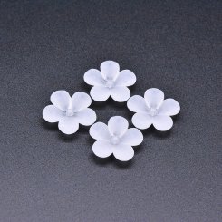 アクリルビーズ フラワー 花型 ホワイト 7×21mm 【100ヶ】