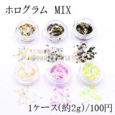 ホログラム MIX ネイルパーツ ミックス 全12色 2ｇ入り ケース付き
