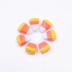 樹脂ビーズ 三角形 20x15mm ホワイト+オレンジ+イエロー【50ヶ(約99g)】