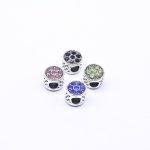 ロンデルビーズ 円筒形横穴 ラインストーン付き シルバー10×11mm【10ヶ】