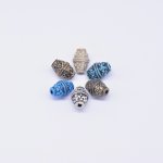 アクリルビーズ アンティーク調 模様入りオーバル 13×18mm【500g（約340ヶ）】
