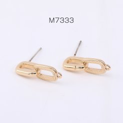 デザインピアス 2連長方形 カン付き 7×22mm ゴールド【2ヶ】