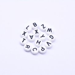 アクリル丸型アルファベットビーズ ブラック 4×7mm【約3600-3700ヶ】
