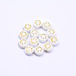 アクリル丸型ビーズ 笑顔付き ゴールド 4×7mm【約3600-3700ヶ】