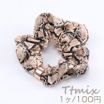 PUレザーシュシュ ヘアアクセサリー 10cm ヘビ柄（1ヶ）
