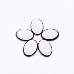 樹脂貼付けパーツ 楕円形 25x18mm ホワイト/ブラック【50ヶ(約90g)】