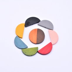 ウッドビーズ 染色 半円 15×30mm