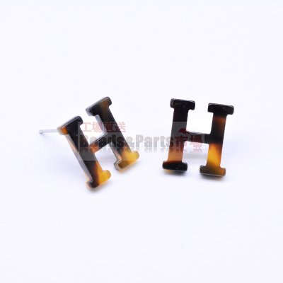 アクリル ピアス H型 琥珀色 13×14mm【20ヶ】