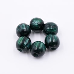 樹脂ビーズ 円形 大穴 18x19mm ダークグリーン【50ヶ(約229g)】