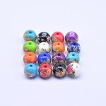 アクリルビーズ 丸型 花模様入 カラーミックス 11×12mm【20ヶ】