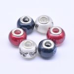 ロンデルガラスビーズ 丸型 シルバー11×15mm【20ヶ】