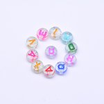 アクリル丸型アルファベットビーズ 葱粉クリアビーズ カラーミックス 4×7mm【約3600-3700ヶ】