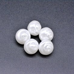 ABS製 パールビーズ 螺旋丸型 パールホワイト 11×12mm 【100ヶ】