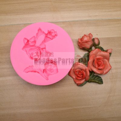 シリコンモールド 薔薇ツバキの花 ピンク105×27mm【2ヶ】
