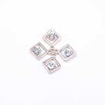 アクリルチャーム ラインストーン貼り 菱形 ピンクゴールド 15×18mm【50ヶ】