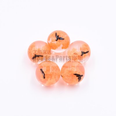 樹脂貼付けパーツ 丸 金箔封入 19x19mm オレンジ【50ヶ(約242g)】