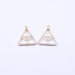 アクリルチャーム パール付き 三角形 ピンクゴールド 24×26mm【50ヶ】