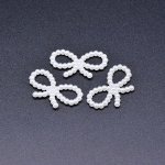 アクリルパーツ デコパーツ リボン パール風 ホワイト 11×14mm【100g（約220ヶ）】